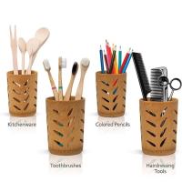 Porta Cepillo De Dientes De Bambú Con Soporte Para Vaso Y Drenaje Para Baño Y Oficinas Suministros De Decoración Y Organización - details 6
