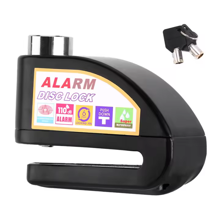 Cerradura De Freno De Disco Para Motocicleta Bicicleta Seguridad Antirrobo Con Alarma Fuerte Advertencia De Ruido Cuerda De Rueda Bloqueo De Pies Del Vehículo - 1