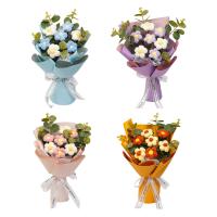 Regalo De Día De La Madre: Arreglo Floral De Pétalos Crocheted Versátil Para Escritorio Fiesta Boda Hogar Hecho a Mano Decoración Creativa - details 1