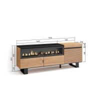 Skraut Home - Mueble TV - Televisión - Muebles de Salón con dos puertas para almacenaje - 150x57x35cm - Para TV Hasta 65 Pulgadas - Chimenea Eléctrica led efecto fuego 3d- Diseño Industrial - Estilo Moderno - color Roble - details 1