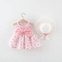 Ropa De Bebé Para Verano Vestido De Playa De Algodón Con Suspensión Para Niña + Sombrero De Sol Vestido De Princesa 2 Piezas - details 9