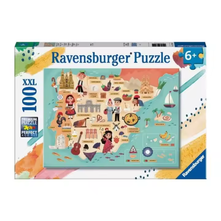 MAPA ESPAÑA Y PORTUGAL PUZZLE 100 PIEZAS XXL DE RAVENSBURGER - 1