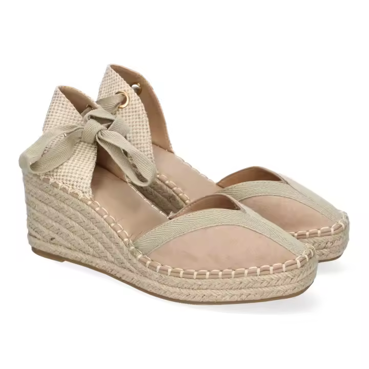 PuntoSalao Sandalias de cuña en esparto para mujer color beige CF-5183 - 1
