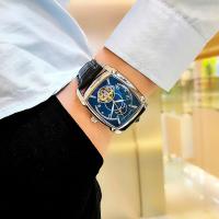 Reloj De Pulsera Mecánico De Lujo Para Hombres Con Fase De La Luna Y Tourbillon Cuarzo Skeleton Automático Manos Luminosas Correa De Cuero Tonneau Resistantes Al Choque Y Agua - details 4