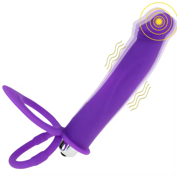 Vibrador Doble Penetración Para Parejas Y Principiantes Con Dildo Y Strap on De Silicona Para El Placer Anal Y Vaginal - 1