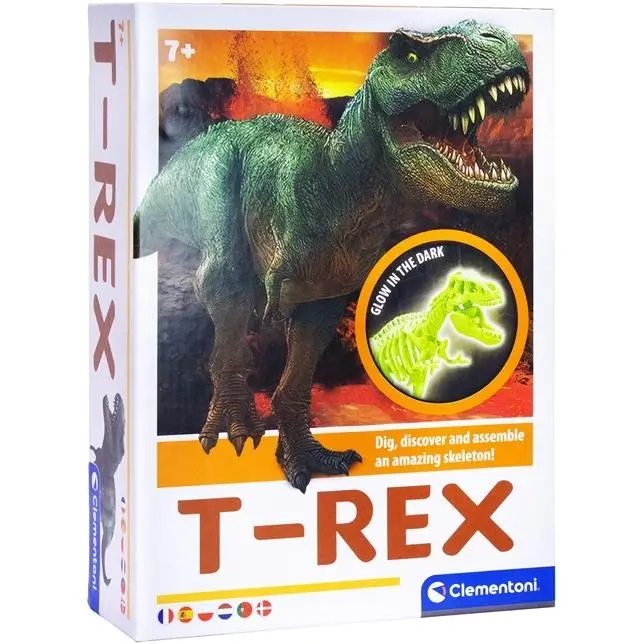 CLEMENTONI KIT DE ARQUEOLOGIA T-REX FIGURA FOSIL BRILLA EN LA OSCURIDAD JUGUETE - 1