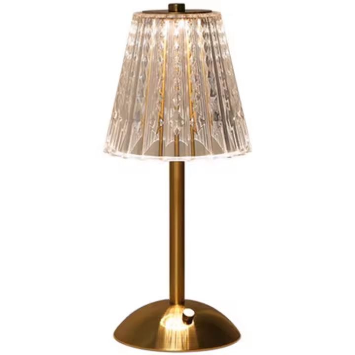 Lámpara De Mesa Retro De Cristal Recargable LED Con Ambiente Lujo Iluminación Dimmable Para Dormitorio Lámpara De Noche Con Interruptor Táctil - 1