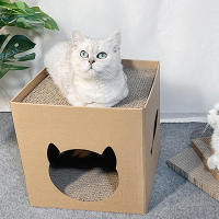 Casa De Gato Con Tablero De Rasguñar Casa Plegable Para Mascotas Con Almohadillas De Rasguñar Caja De Cartón Para Conejo Escondite Para Gato - details 3