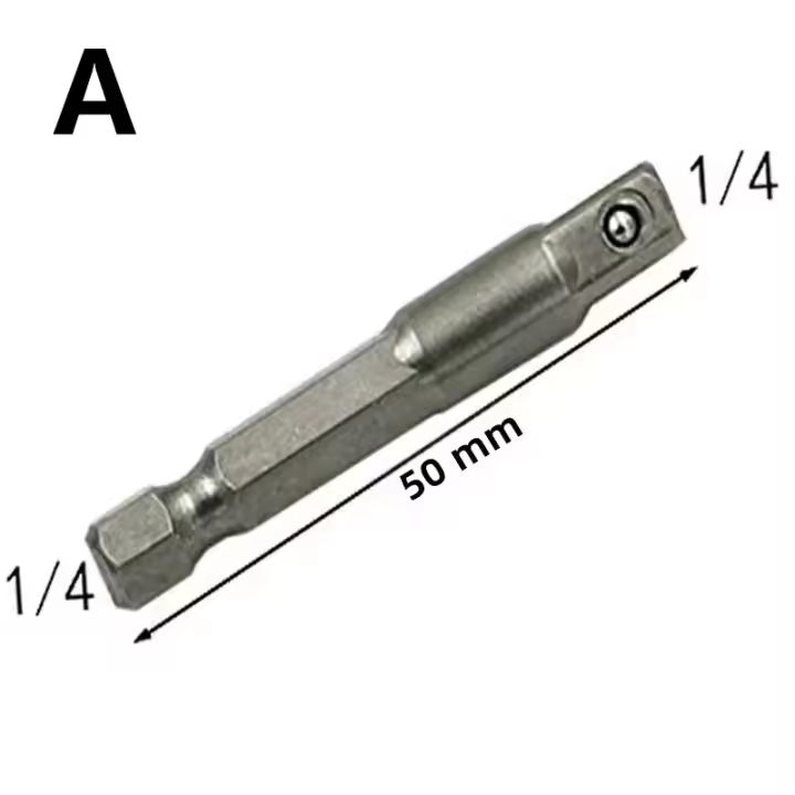 Juego De Adaptadores De Encabo De Acero Cromo Vanadio Con Cabeza Cuadrada Y Rosca Hexagonal Para Brocas 1/4" 3/8" 1/2" Herramientas Eléctricas DIY - 1