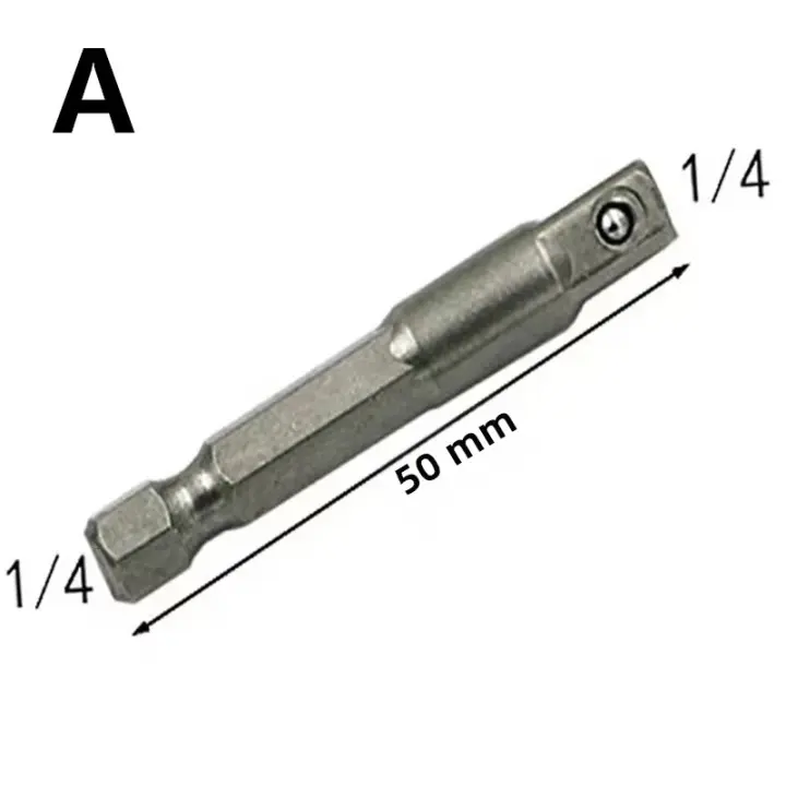 Juego De Adaptadores De Encabo De Acero Cromo Vanadio Con Cabeza Cuadrada Y Rosca Hexagonal Para Brocas 1/4" 3/8" 1/2" Herramientas Eléctricas DIY - 1