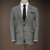 Chaqueta De Traje American Style Para Hombre Con Patacas Y Cuello En Notch Slim Fit Houndstooth Para Boda Y Fiestas Elegante Y Casual - details 2