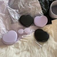 Caja De Lentes De Contacto Corazón Negro Morado Para Ojos De Color Kit De Herramientas Almacenamiento Y Cuidado Del Contenedor Con Espejo Y Aparato De Apariencia Unisex - details 2