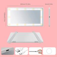 Espejo De Maquillaje Recargable Con 3 Modos De Luz Y 60 LEDs Espejo De Visera Para Coche Clip-on Wireless ABS+ Vidrio - details 4