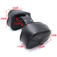Par De Bolsas De Sillín Para Motocicleta En Cuero PU Negro Impermeable Almacenamiento Lateral Equipaje De Viaje Para Suzuki/Yamaha/Honda - details 1