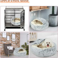 Cama De Gato Y Perro Redonda De Peluche Suave 2 En 1 Con Funda Cama De Muelles Para Mascotas Pequeñas Cueva Caliente Para Dormir - details 0