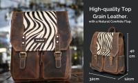 Mochila de Cuero Genuino con Solapa Animal Print – IULIUS | Para portátil 15,6", elegante, resistente y con estilo único - details 1