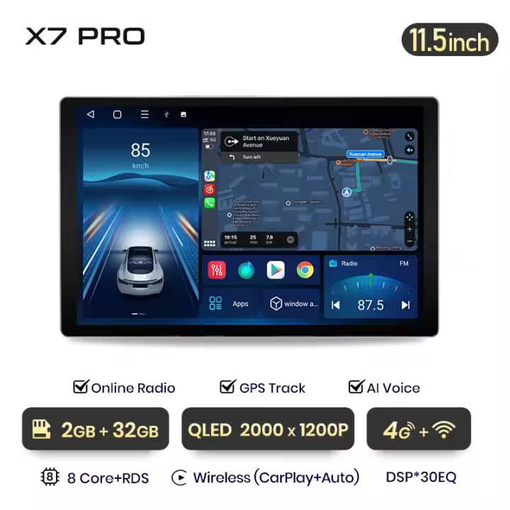 Junsun X8 11.5“ 2K 2000*1200 QLED CarPlay inalámbrico Android Auto radio para  Peugeot 2008 208 2012 2013 2014 2015 2016 2017 2018 de coche  autoradio multimedia - 1