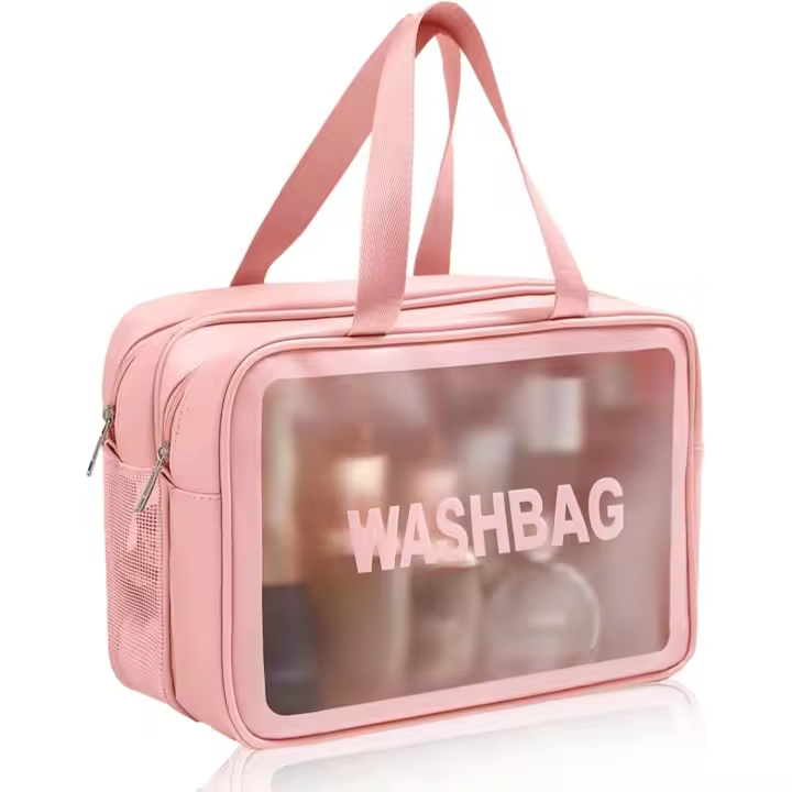 Neceser de Cosméticos Bolsa de ASEO para Mujer Bolsa de ASEO para hombre seco y Húmedo Bolsa de ASEO portátil impermeable Bolsa de maquillaje con gran capacidad Bolsa de almacenamiento, Rosa,. 28x12 - 1