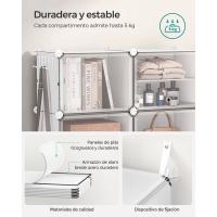 Zapatero modular con 10 compartimentos, mueble de plástico versátil con puertas, estructura de acero, cubos de 30x40x30 cm - details 4