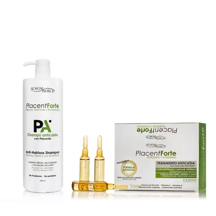 Sesiomworld PACK Especial TOTAL TRATAMIENTO ANTICAIDA PLACENT FORTE AMPOLLAS DE 36 UDSX10ML + CHAMPU TRATAMIENTO 1000ML - 1