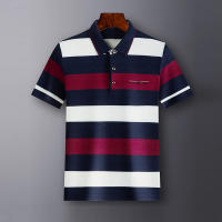 Camisa Polo Casual Para Hombres De Hilo Tejido Manga Corta Color Sólido Moda Top Transpirable Para Verano - details 8