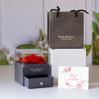 BIT Rosa de flor fresca conservada en una caja de joyería, caja de regalo de rosas Flores eternas Rosa infinita, azul siempre - details 4