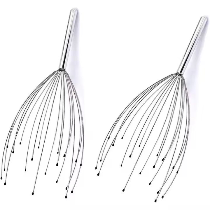 Scalp Massager, 20-finger Handheld Head Massage Tool For Deep Relaxation, Hair Stimulation And Stress Relief (2 Pack, Silver) - 1