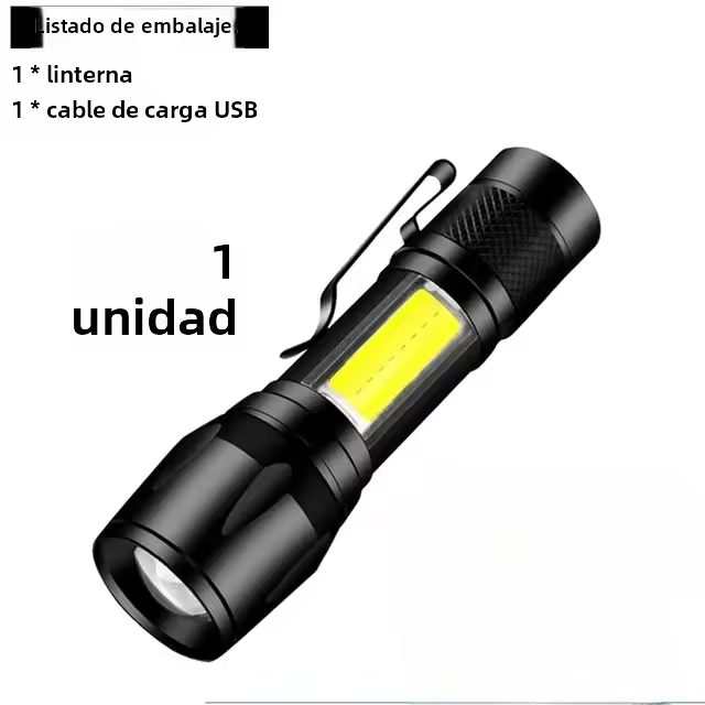 Linterna Táctica Recargable LED Mini Con COB+XPE Torcha Portátil Para Camping Luz De Enfoque Zoomable Con Clip De Pluma Impermeable Y Fuente De Luz LED - 1