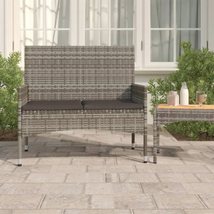 VidaXL Banco de jardín 2 plazas estructura de ratán con cojines 85x90x51 cm - 1