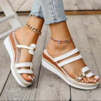 Sandalias De Verano Para Mujer Moda Confortables Deportivas Abiertas Antideslizantes Corte Salpicado Suaves Tacón Anudado Talla Grande 43 - details 6