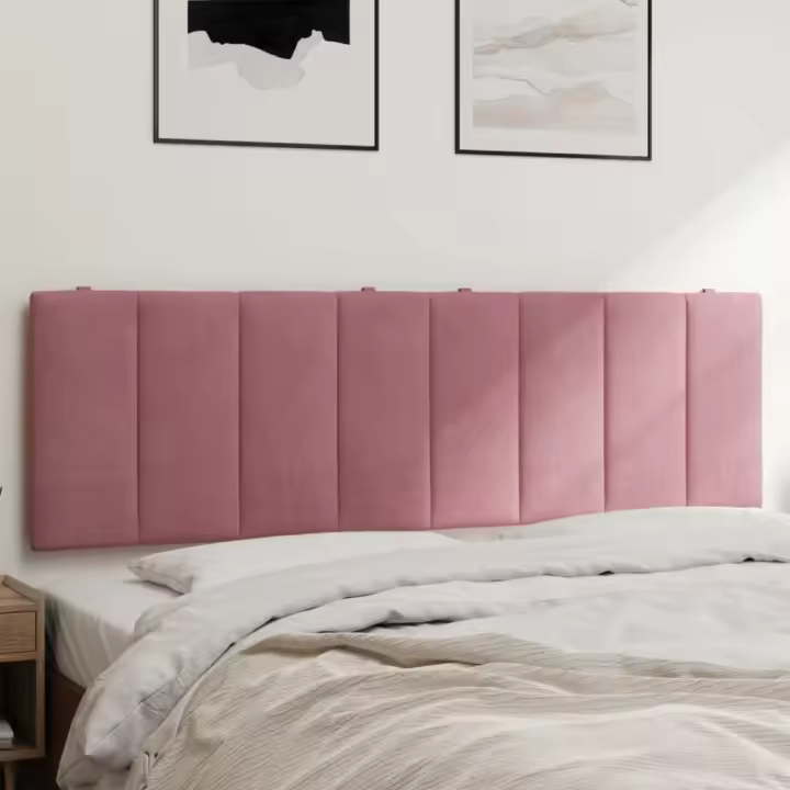 Cabecero de cama acolchado terciopelo rosa 160 cm - 1