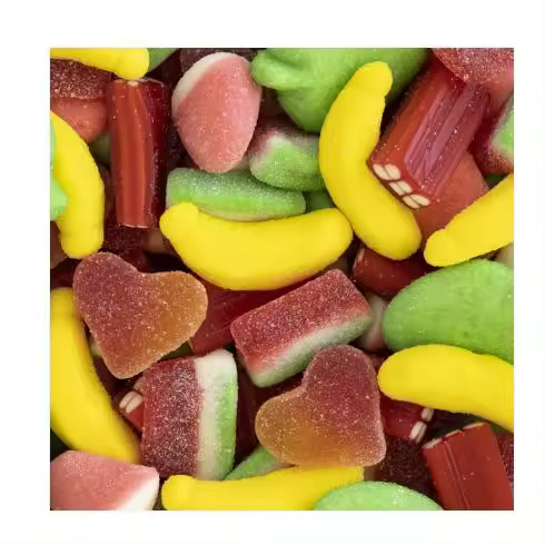 VIDAL Happy Mix bolsa de 1Kg aprox 155 uds Mix de golosinas con deliciosa cobertura de azúcar.Sabor a Sandía, malocotón, plátano, fresanta-nata y manzana. sin gluten  sin grasa sabor original Vidal garantizado - 1