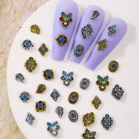 60pcs Accesorios Decorativos De Estilo Bohemio Retro Y Cuatro Hojas De Cloaca Para Uñas Mini Aleación De Metal - details 2