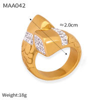 Anillo de Maple inoxidable para Mujeres, Diamantes de Agua redondo gruesos, diamantes de Textura irregular, anillo de alta calidad accesorios de moda - details 3