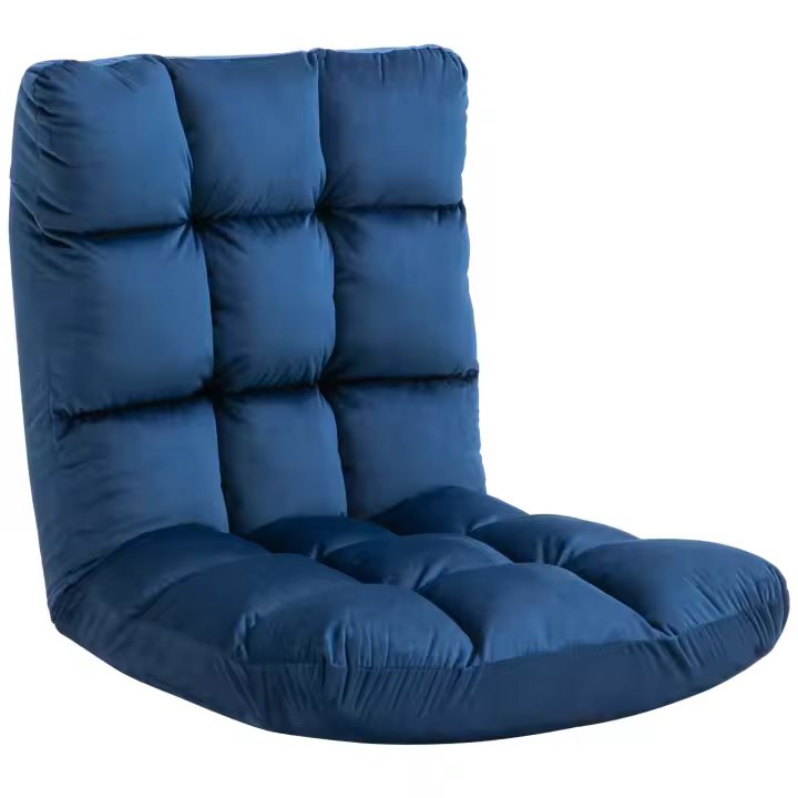 HOMCOM Silla de Suelo Silla de Suelo Plegable 3 en 1 con Respaldo 13 Posiciones Cojín de Asiento Tumbona Plegable Ajustable Espuma de Metal Azul 55 x 71 x 53,5 cm - 1