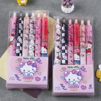 Sanrio Hello Ktiiiy 6pcs Bolígrafo De Gel Presión Cute Para Estudiantes Escritura Rápida Herramienta De Aprendizaje 0.5 Negro Material Plástico Regalo De Papelería Escolar - details 1