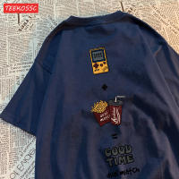 Camiseta De Algodón Transpirable Para Hombre Con Estampado De Consola De Juegos Patatas Fritas Y Cola Camiseta Casual De Verano Sin Capucha - details 8