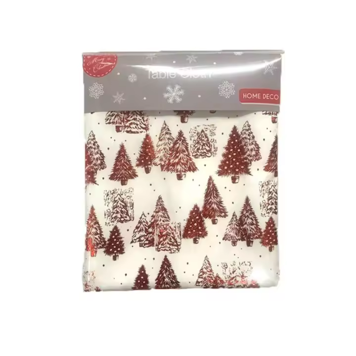 Gerimport Mantel Navideño Abetos Rojo 230x140cm Decorativo Fácil de Limpiar - 1