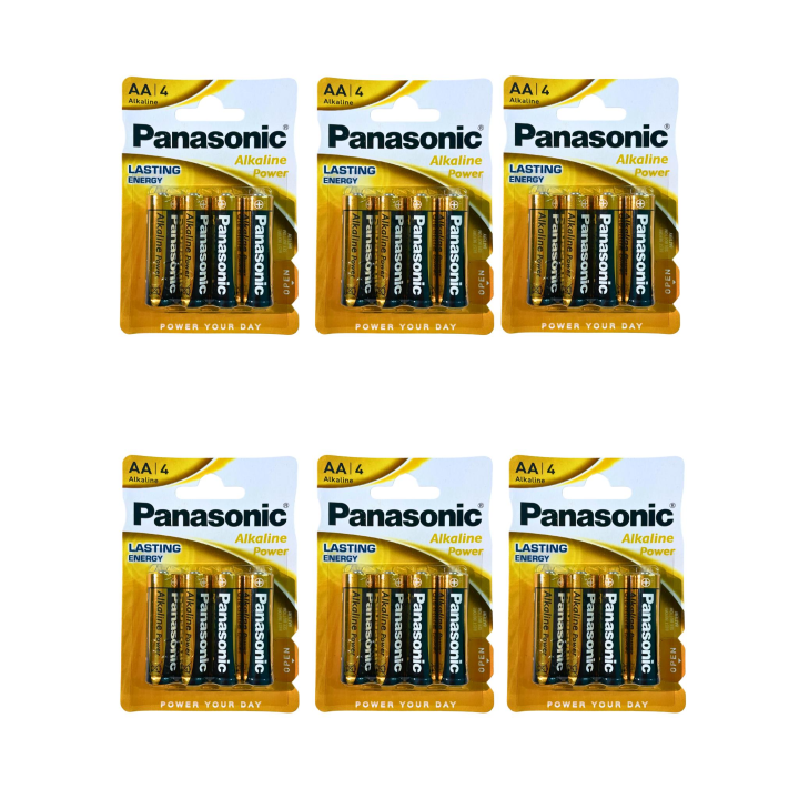 PANASONIC PILAS AA 1.5V ALCALINAS LR6 Pack 12/24/36/48 Unidades, Alkaline Batteries AA LR6 1.5V, Usos en Mandos de televisión, radios,  juguetes, linternas relojes, calculadoras, algunos dispositivos médicos portátiles, afeitadoras