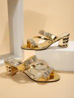 Sandalias Y Sandalias De Verano Para Mujer Con Tacón Medio Y Tacón Grueso Abiertas Con Rhinestones Tacón Alto Para Mujer - details 4