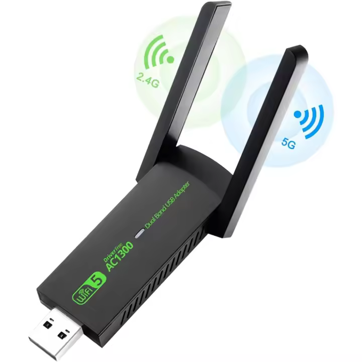Tarjeta de Red inalámbrica sin controlador de 1300 M, computadora de esritorio USB, receptor y transmisor de Doble banda 5G - 1