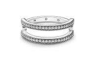 Anillo Doble con El logo pavé de PANDORA, en Plata de Lei con ciritas cúbidas transparentes. Incluye Caja de Joint original. (Por favor, confirma la talla de tu mano antes de realizar el pedido). - details 0