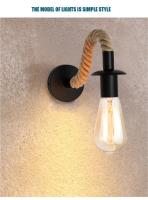 Lámpara De Pared Vintage E27 Industrial Iluminación Retro Para Dormitorio Y Comedor Cuerda De Henequén Lámpara De Noche Luz De Comedor - details 2
