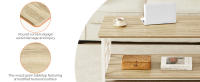Mesa de Centro con 2 Estantes, 100cm Mesa de Café con Redonda, Tablero de Estilo de Moderno en Macro de para la Salón, Beige - details 5