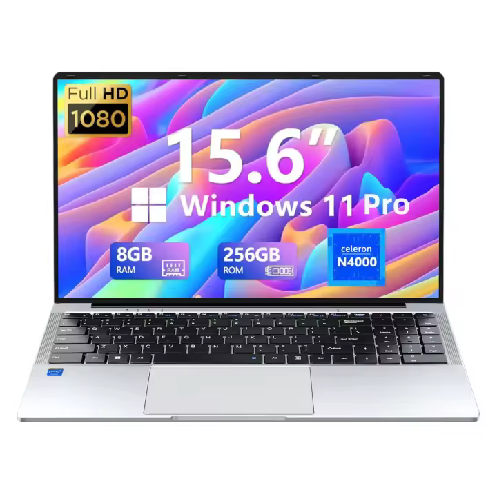 Portátil VANWIN de 15,6 pulgadas, Procesador Intel Celeron n4000, 1920x1080 IPS, 8GB RAM 256GB SSD, Windows11 Pro, WiFi5, Bluetooth 4,2, Teclado retroiluminado, Type-C, HDMI, USB 3,0*2, 160 ° DE SUSPENSIÓN/activación, 1,55 KG, con teclado en Español. - 1