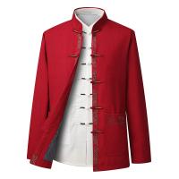 Tang Suit Para Hombres Estilo Chino Con Bordado De Puerta De Anciano Primavera Otoño Traje Hanfu Con Polo Y Pantalones - details 5