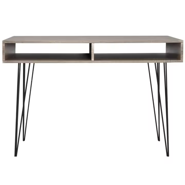 VidaXL Escritorio Mango 2 compartimentos gris 76x110x50 cm - 1