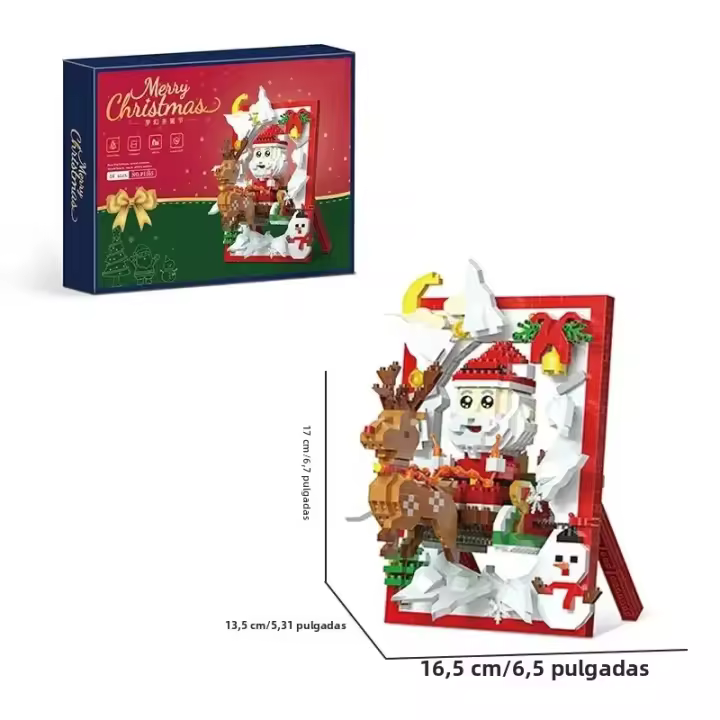 Bloques De Construcción Navideñas Rosa Árbol De Navidad Y Casa De Nieve Para Decoración De Escritorio Juguetes De Artesanía Para Niños Regalos De Fiestas - 1