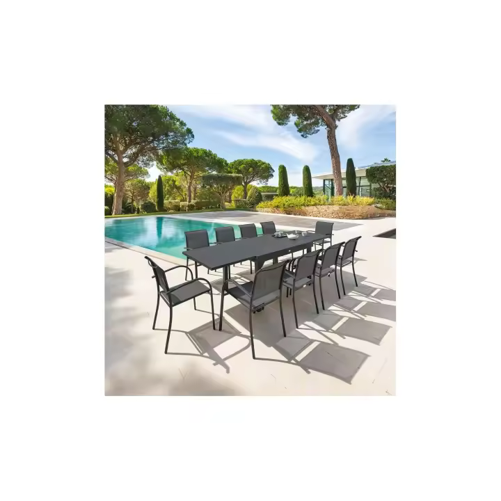 MESA EXTENSIBLE ALUM. MOD. PIAZZA 90/180X90Xh.75cm GRAFITO  - DE SUINPLAS DECORACIONES - 1