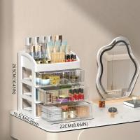 Organizador de maquillaje para tocador, organizador de encimera grande con cajones, almacenamiento de cosméticos para el cuidado de la piel, pinceles, sombras de ojos, lociones, lápiz labial, esmalte de uñas. Ideal para tocador, baño, dormitorio. - details 0